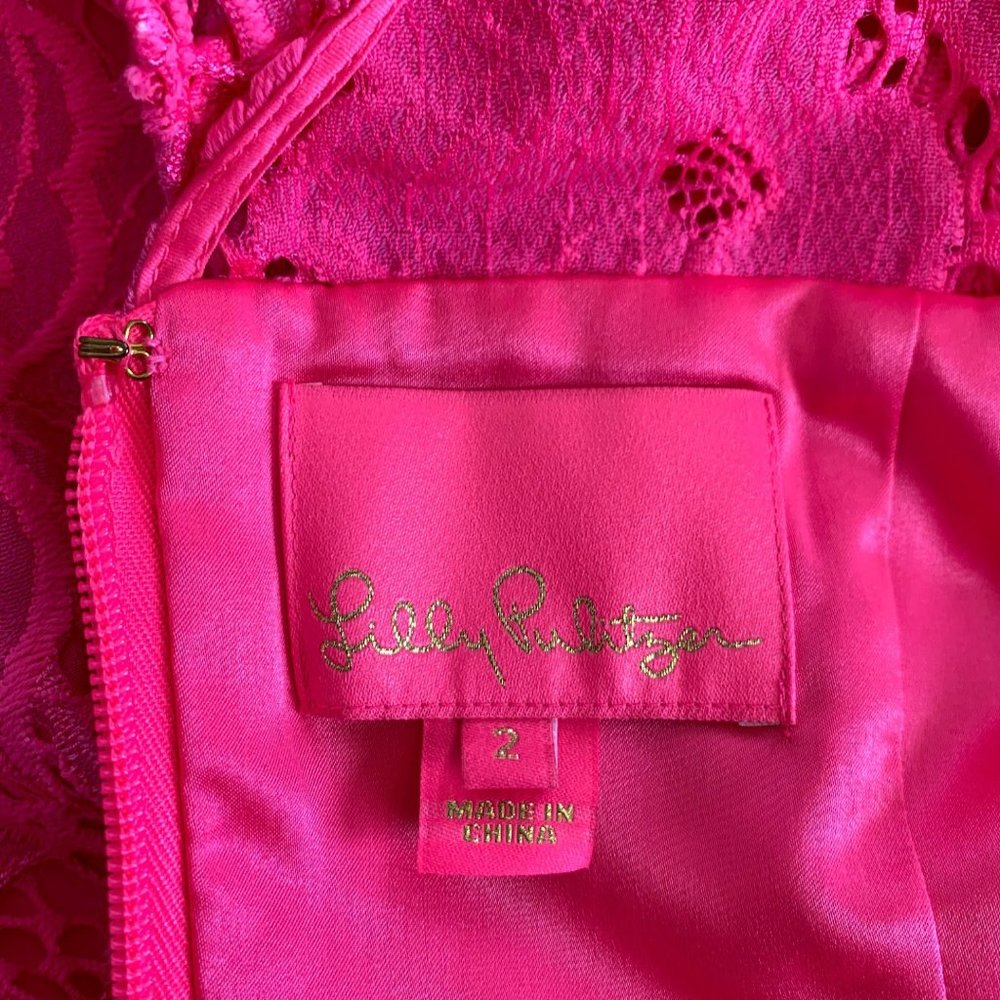 Lilly Pulitzer Hot Pink Allyson Lace Dress - Picture 8 of 9